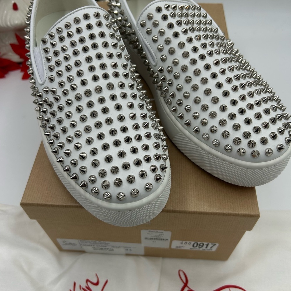 Men's Christian Louboutin roller boat spike slip on sneakers size 44 made Italy - Picture 2 of 11